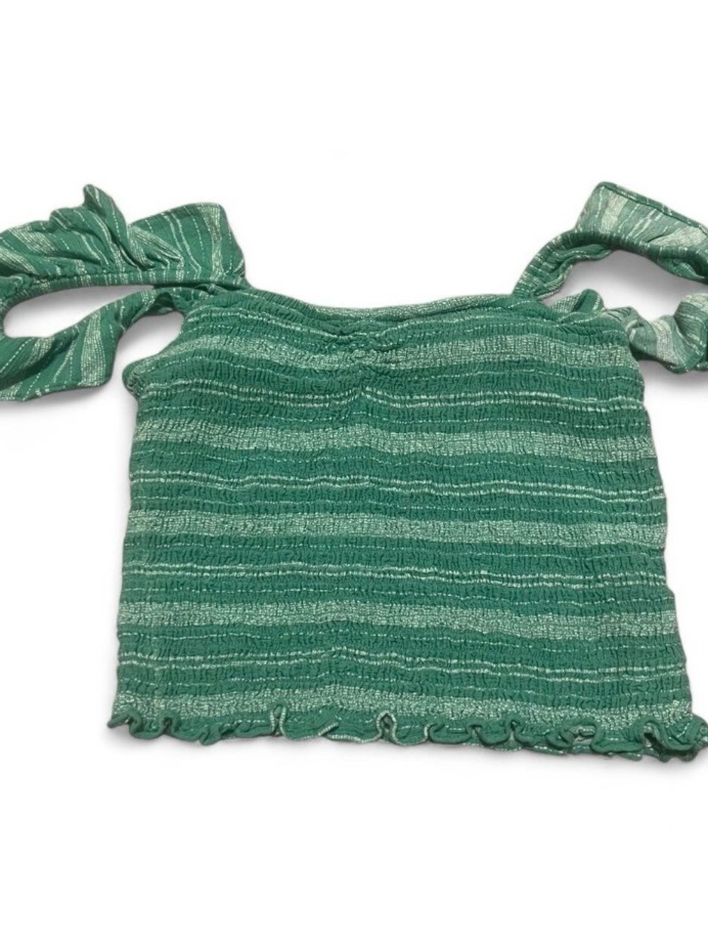 Forever 21 Green Striped Smocked‎ Crop Top